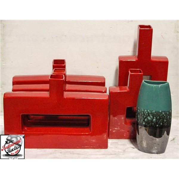BOX OF ASSORTED DECORATIVE VASES