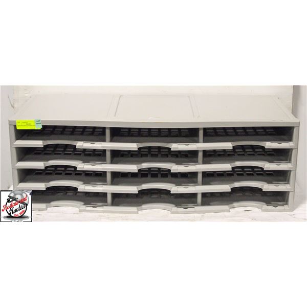GREY PLASTIC DIVIDED SHELF UNIT
