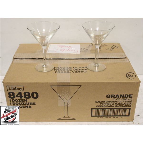 12 LIBBEY 10 OZ GRANDE MARTINI-STYLE GLASSES