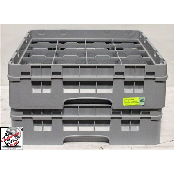 2 PLASTIC DISHWASHER RACKS 20 COMPARTMENT