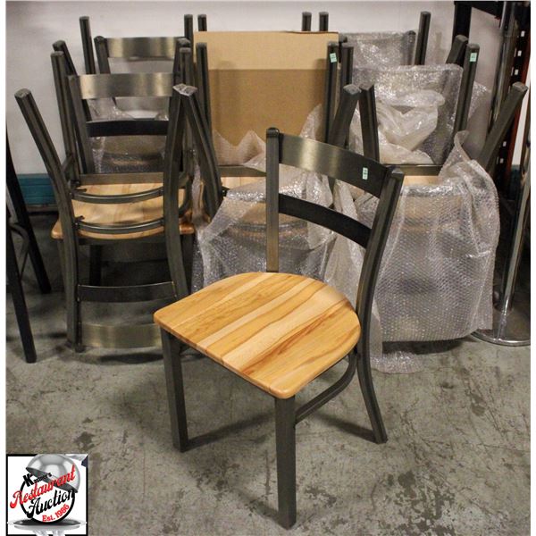 4 NEW OLD STOCK JETCO METAL DINING CHAIRS W/ WOOD