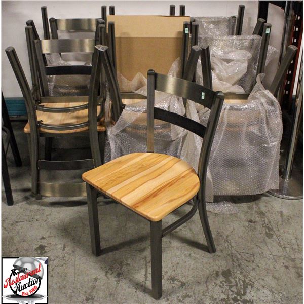 4 NEW OLD STOCK JETCO METAL DINING CHAIRS W/ WOOD