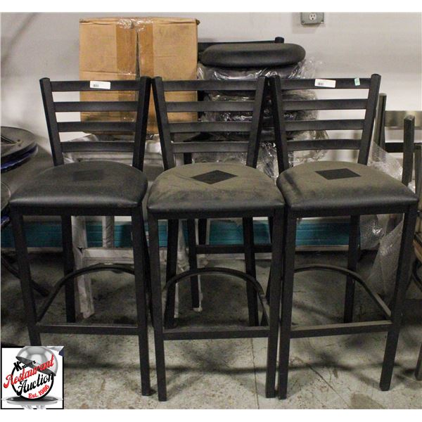 9 NEW OLD STOCK BLACK METAL BAR HEIGHT CHAIRS