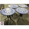 Image 1 : 4 ROUND BLUE MOSAIC OUTDOOR DINING TABLES