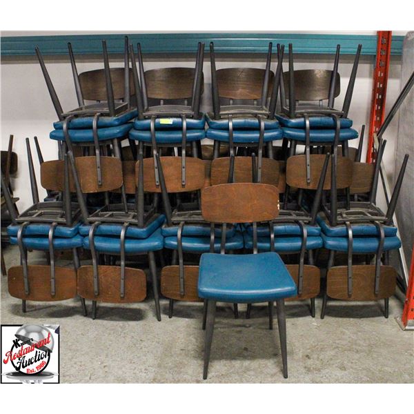 LOT OF 29 LEATHERETTE PADDED DINING CHAIRS W/ WOOD