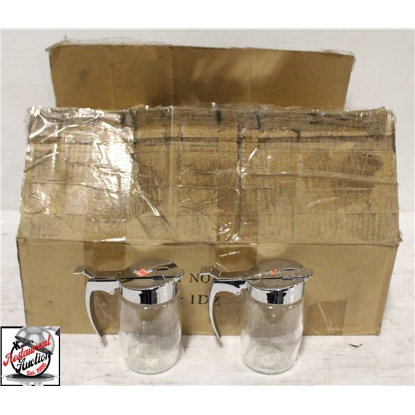 CASE OF 12 NEW JOHNSON ROSE SYRUP JARS W/ LIDS