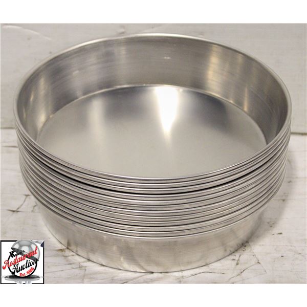 12 NEW ALUMINUM ROUND 9" X 2" DEEP CAKE PANS