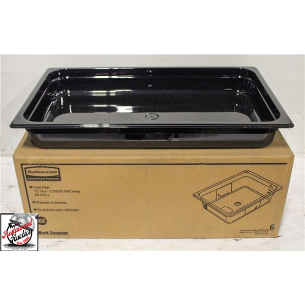 CASE OF 6 NEW RUBBERMAID FULL SIZED 2.5" DEEP POLY