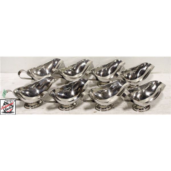 8 NEW OLD STOCK STAINLESS STEEL GRAVY BOATS