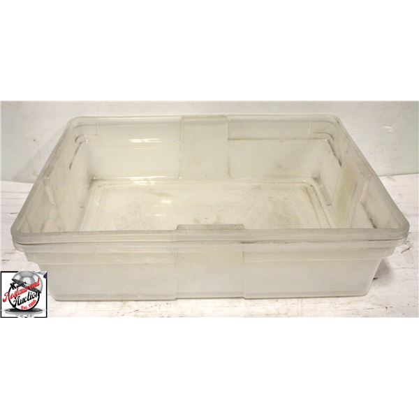 LOT OF 2 RUBBERMAID CLEAR STORAGE TOTES