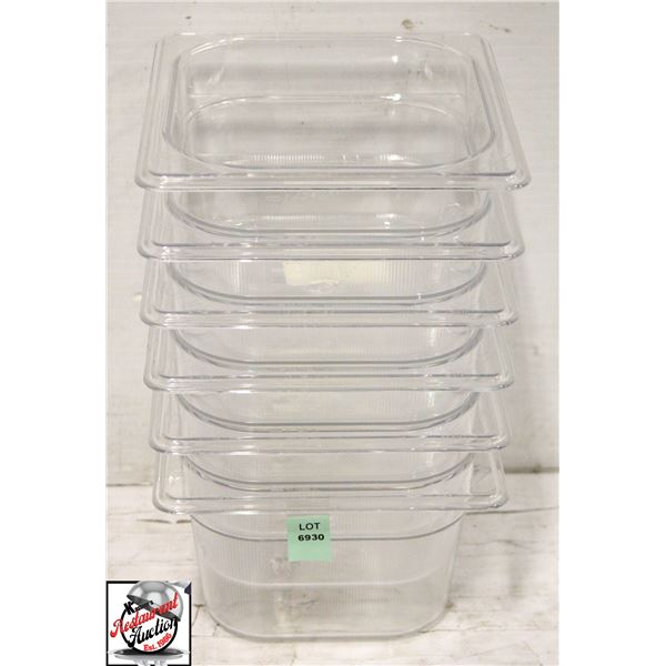 6 NEW RUBBERMAID 1/6 SIZE POLY INSERTS 4" DEEP