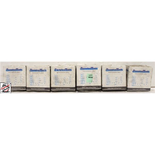 6 NEW ROLLS OF DISSOLVE MARK FOOD ROTATION LABELS