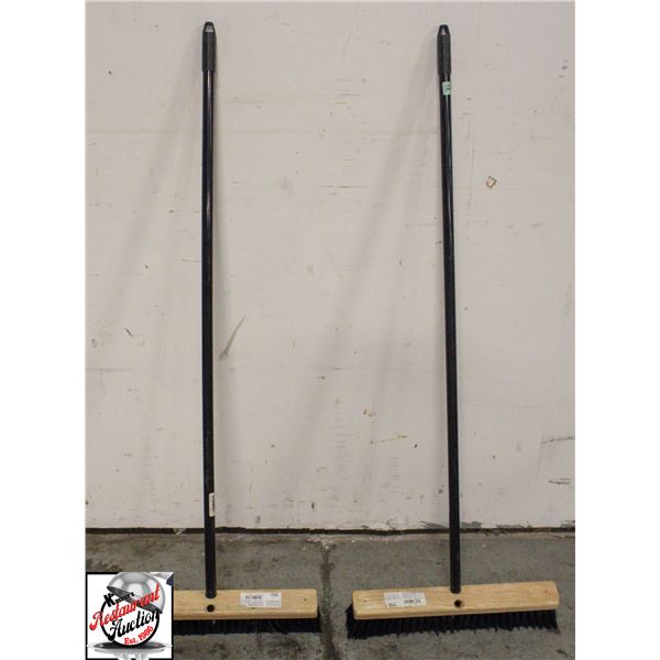 2 NEW SYNTHETIC BRISTLE 18" PUSH BROOMS