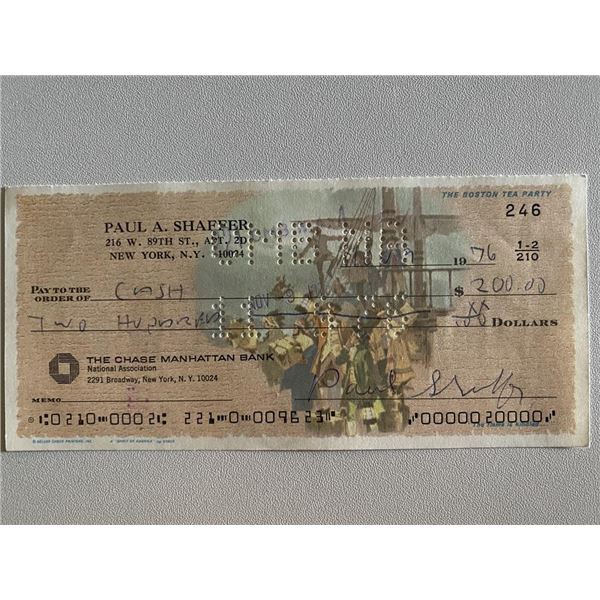 Paul Shaffer signed check