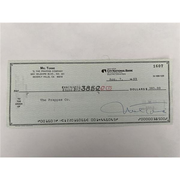 Mel Torme signed check