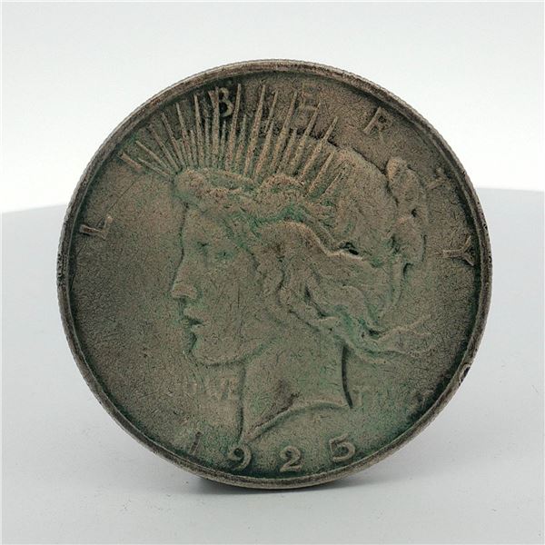 1925-S US One Doller Peace Silver Dollar Coin, Circulated