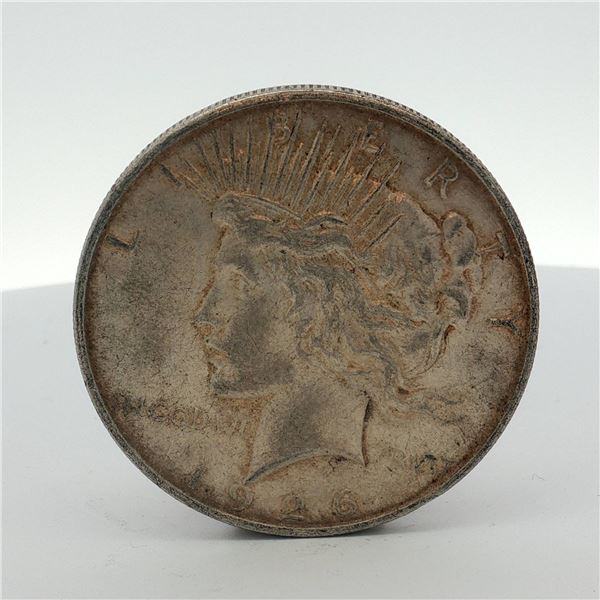 1926-D US One Dollar Peace Silver Dollar, Circulated