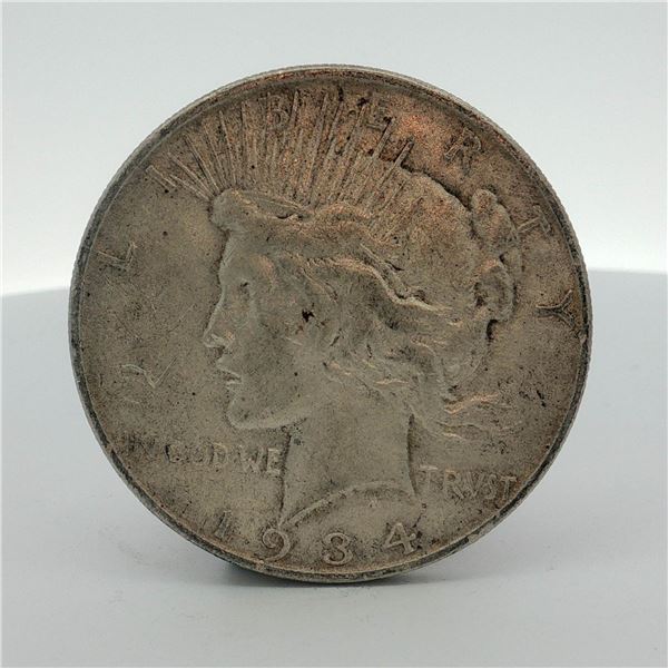 1934-D US One Dollar Peace Silver Dollar, Circulated