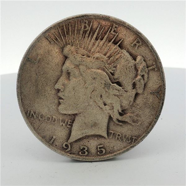 1935-S US One Dollar Peace Silver Dollar Coin, Circulated