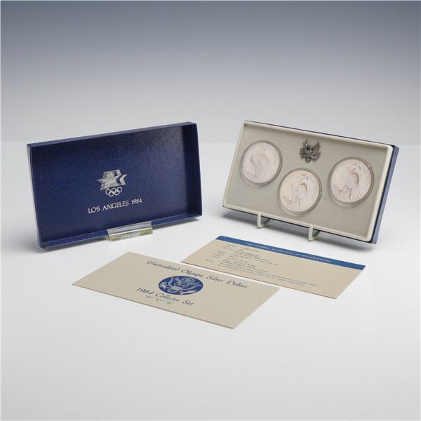 1984 US Olympic Silver Dollar P, D, and S Uncirculated Three-Coin Set