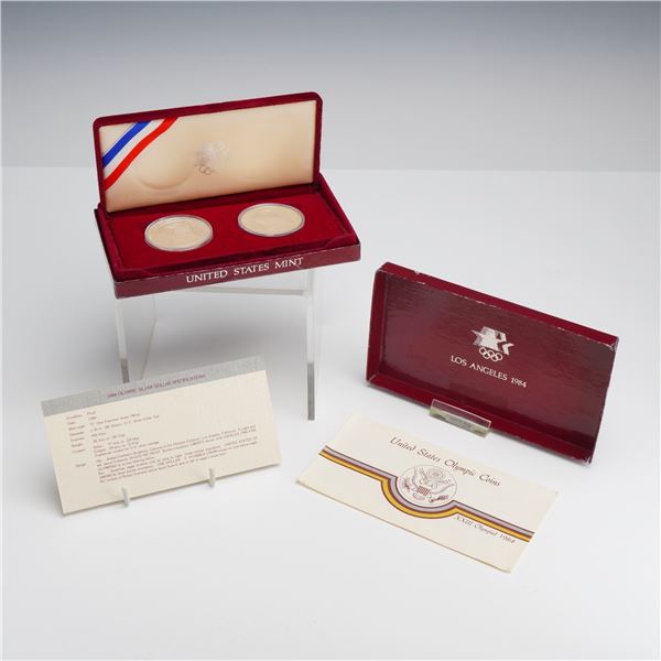 A Pair of 1983 and 1984 US Olympic Silver Dollar Commemorative Proof Coins