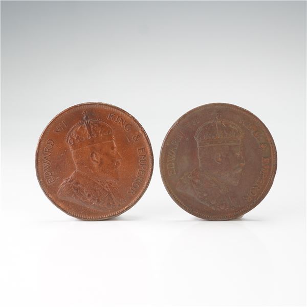 2pc 1908 Strait Settlement 1 Cent Coins