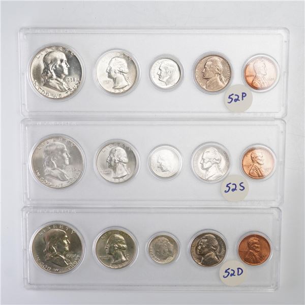 3pc 1952 United States Coin Sets