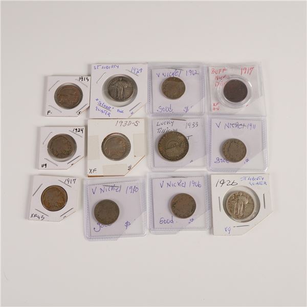 12pc 1906 - 1933 United States Assorted Coins and Round