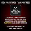 Image 1 : Item Forfeiture & Transport Delivery Fees & Conditions
