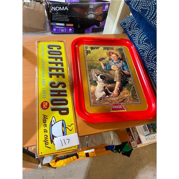 COFFEE SIGN AND TRAY