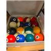 Image 1 : BOX LOT OF POOL BALLS WITH CUE BALL