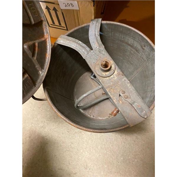 OLD-STYLE BREAD DOUGH MIXER WITH COVER AND 2 MIXER PIECES
