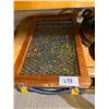 Image 1 : WOODEN GLASS CASE FULL OF MARBLES