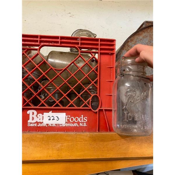 CRATE LOT OF GOODIES JARS WITH QUICK-CLOSE LIDS