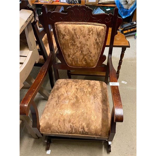 PADDED WOODEN ROCKING CHAIR