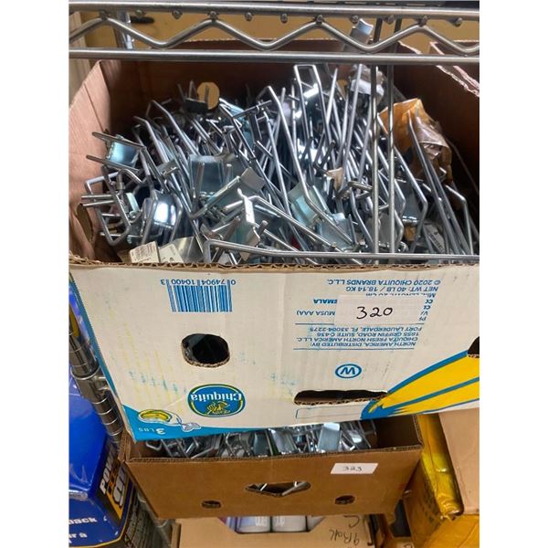 BOX LOT OF PEGBOARD HANGERS