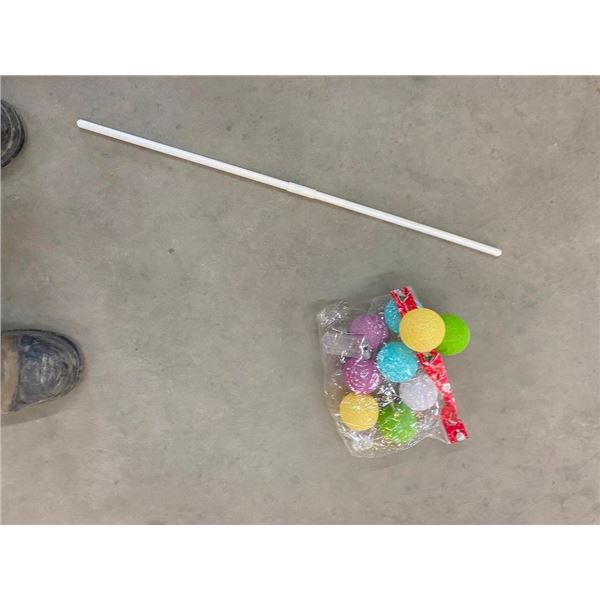 BOX LOT OF LIGHTS AND PLASTIC POLES