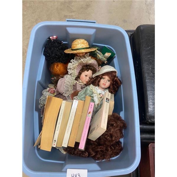 BOX LOT OF BOOKS AND DOLLS