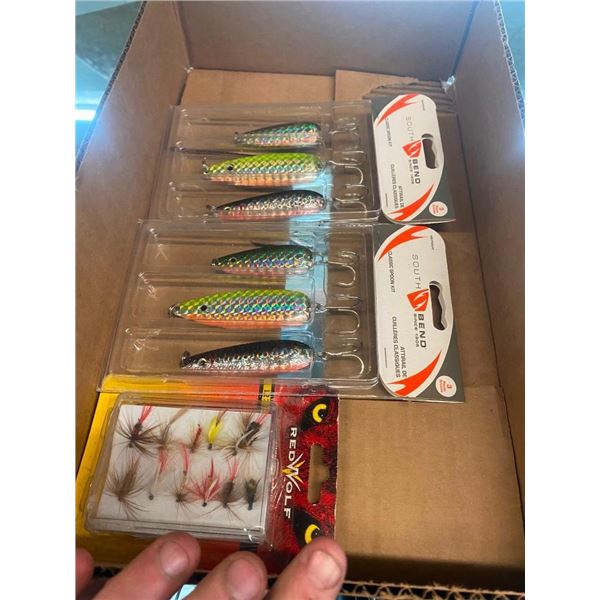 BOX LOT OF FISHING LURES AND FLIES