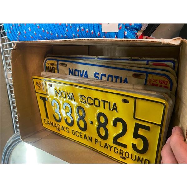 BOX LOT OF LICENSE PLATES