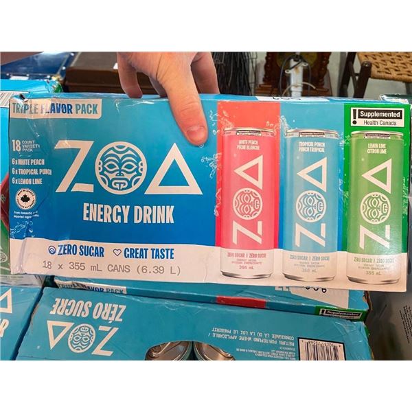 18 CANS OF ZOA ENERGY DRINKS