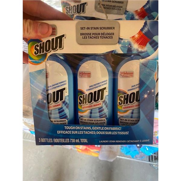 3 BOTTLES OF SHOUT SET-IN-STAIN SCRUBBER REMOVER