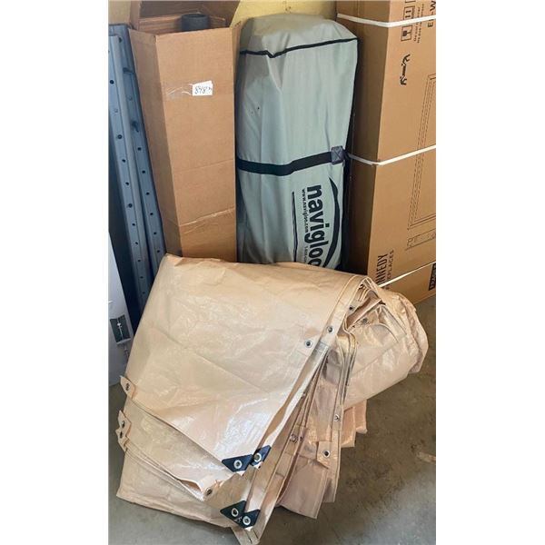 NAVIGLOO PONTOON BOAT WINTER SHELTER COVER - LOOKS TO BE ALL THERE BUT UNSURE OF SIZE