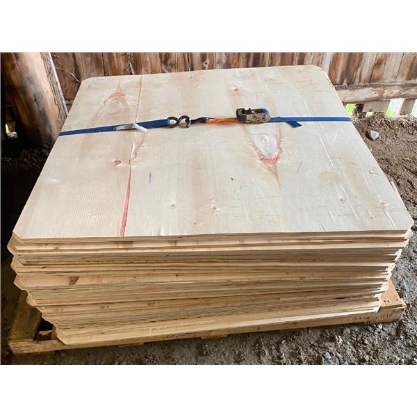 APPROX 50 SHEETS OF 43X43X0.25IN PLYWOOD