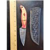 Image 1 : Hand Forged Damascus Steel Knife w/ Leather Sheath