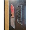 Image 1 : Hand Forged Damascus Steel Knife w/ Leather Sheath