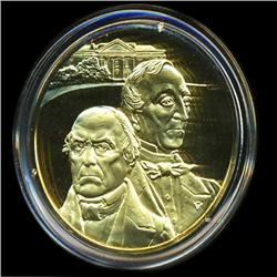 .75oz Franklin Mint PR70 DCAM 24k plated Sterling Silver Round History of the American Presidency J.