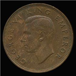 1941 New Zealand Half Penny High Grade AU+ RARE (COI-6805)