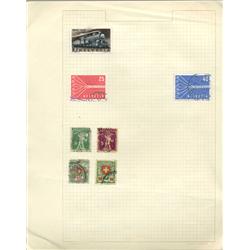 1800s/1940s Switzerland Hand Made Stamp Collection Album Page 7 Pieces (STM-0257)