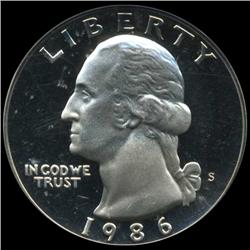 1986S Washington 25c Proof Quarter Coin Graded ICG PR70 DCAM (COI-6351)